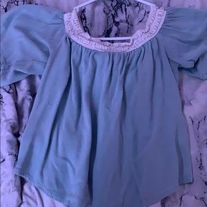 Light green off the shoulder top